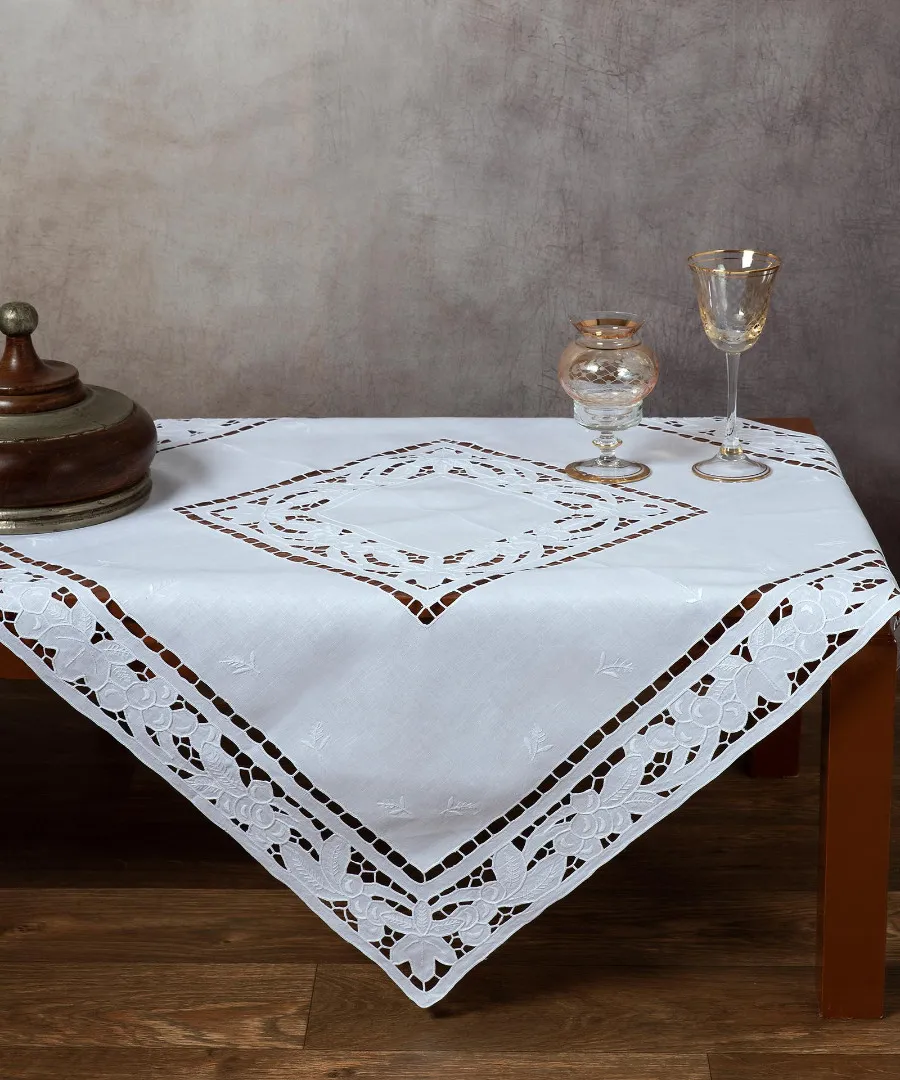 Χειροποίητο κοφτό σετ 3 τεμαχίων 2154 (40cm x 110cm/30cm x 30cm x 2) λευκό