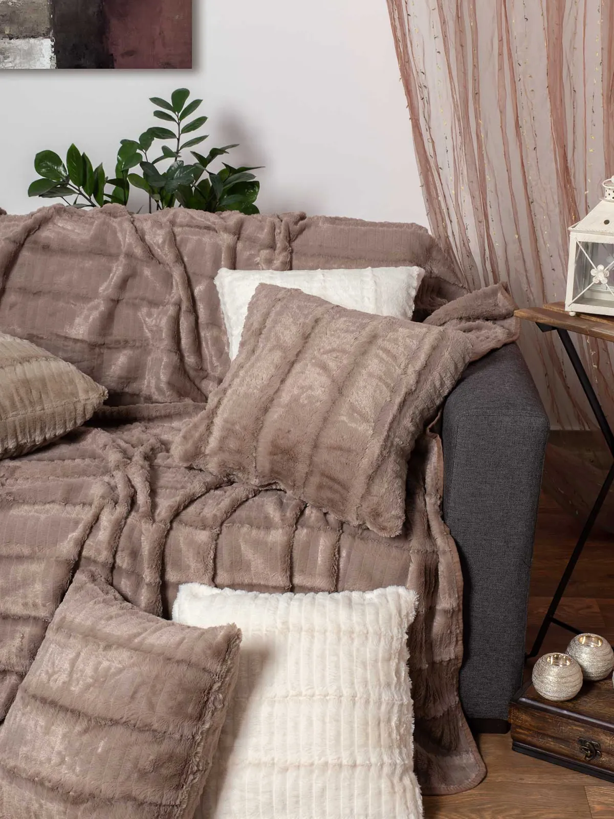 ΜΑΞΙΛΑΡΟΘΗΚΗ  stripe (65cm x 65cm) καφέ