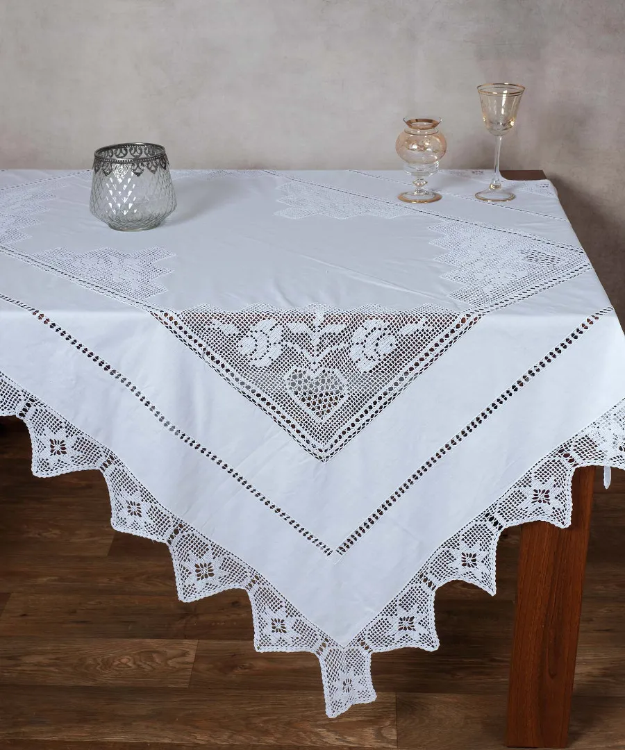 Χειροποίητο τραπεζομάντηλο 1460 (140cm x 180cm) λευκό