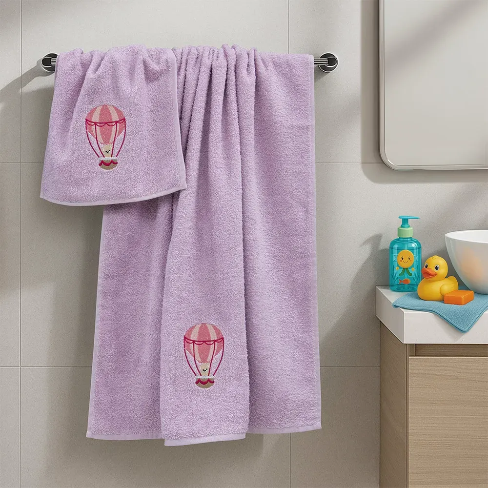 LINO Σετ Πετσέτες Παιδικές 2 τμχ (50x90,70x140) Paloncino Λιλά