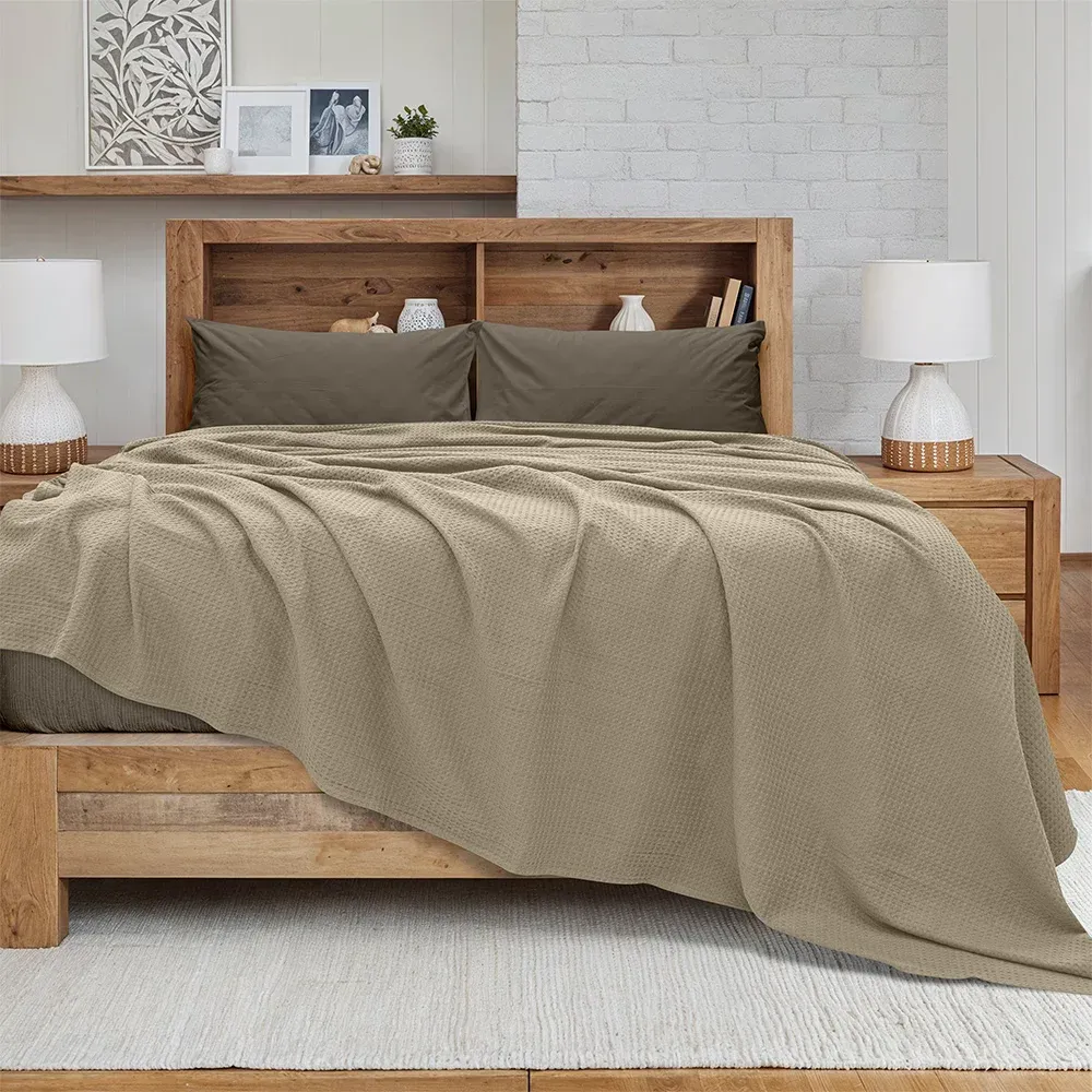 LINO Κουβέρτα King size (240x260) Πικέ Cocoon Μόκα