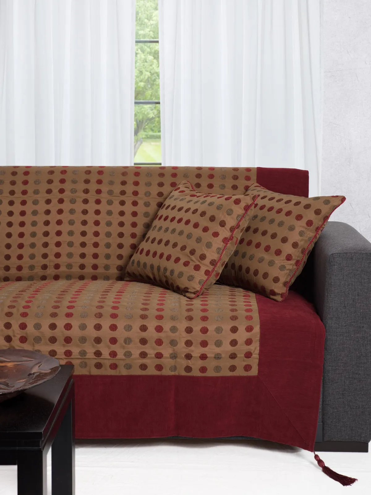 ΡΙΧΤΑΡΙΑ 602 πουά (180cm x 180cm / 180cm x 250cm / 180cm x 300cm) μπορντώ