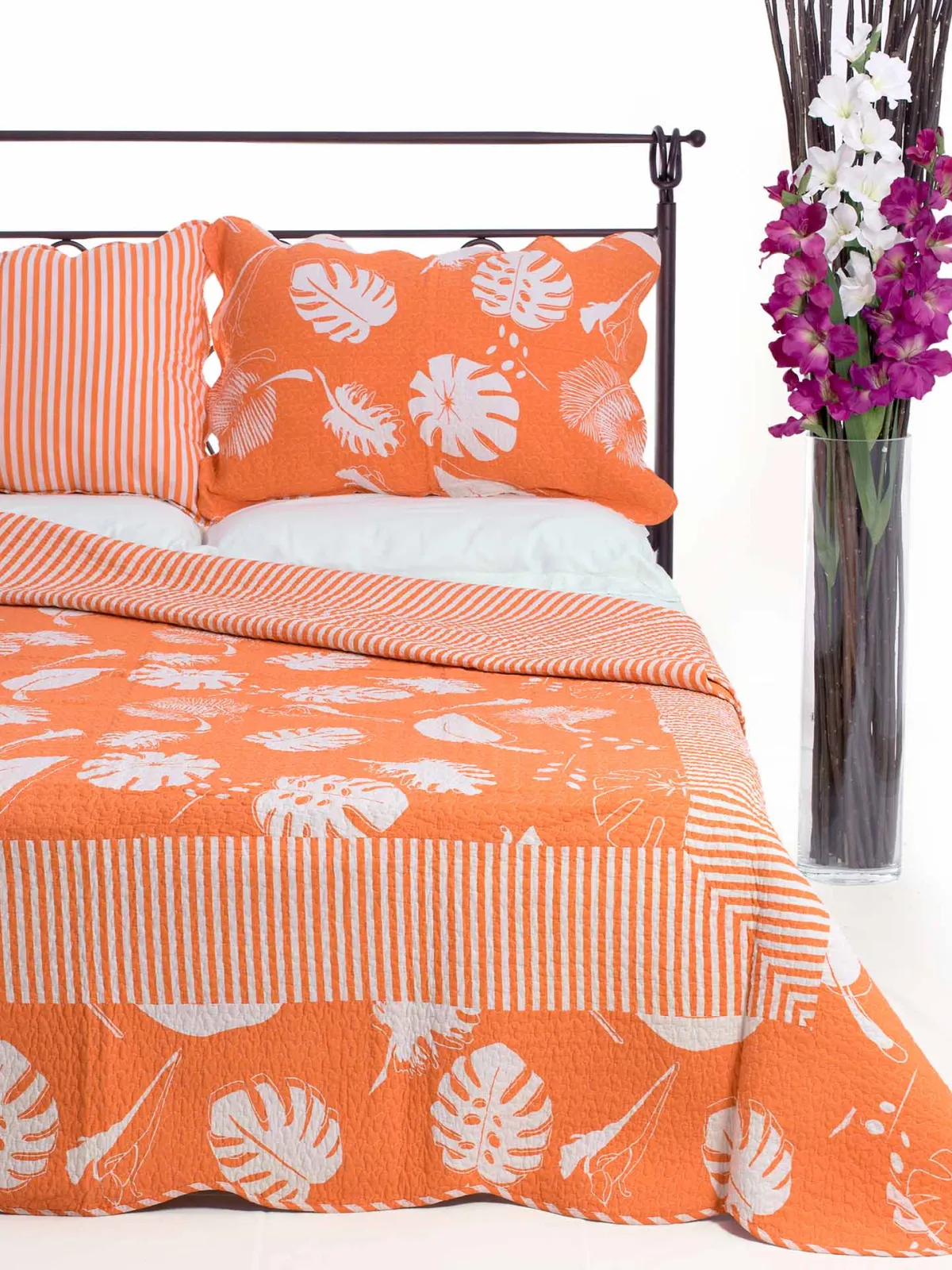 ΚΟΥΒΕΡΛΙ σετ( 220cm x 240cm + 2 x 50cm x 70cm) 350 πορτοκαλί