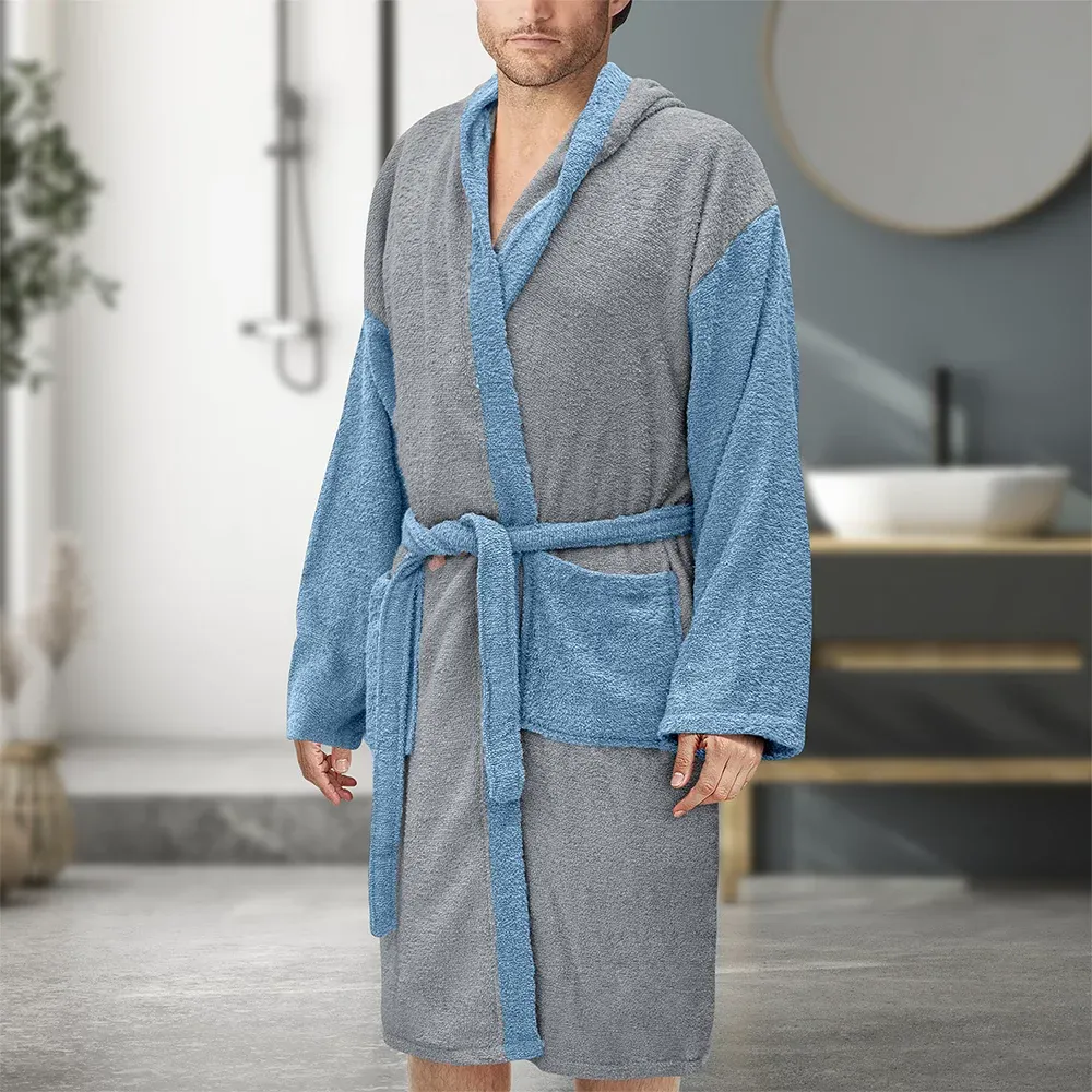 LINO Μπουρνούζι με κουκούλα Large Revel Γκρι