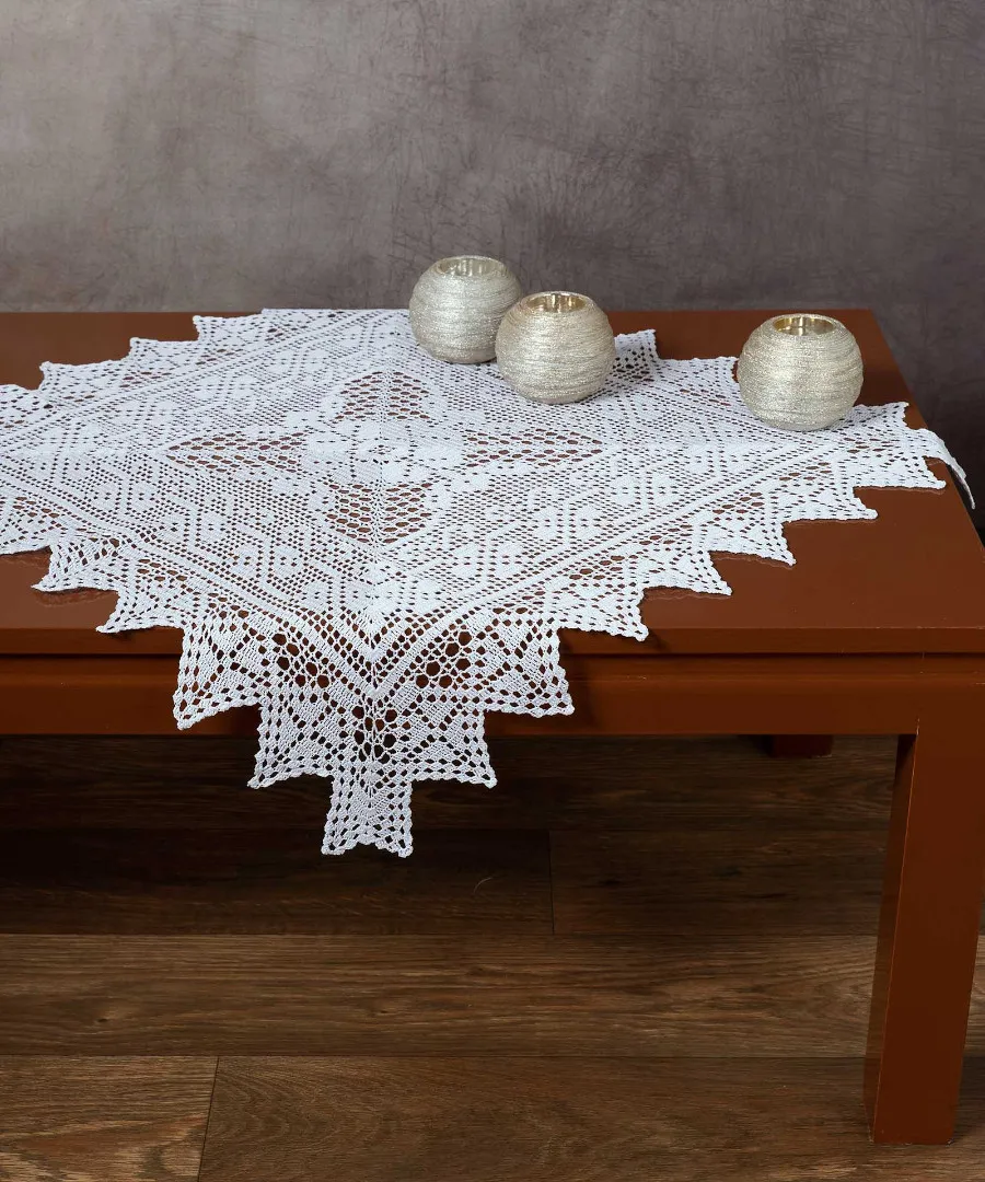 Χειροποίητο μερσεριζέ πλεκτό καρέ 7957 (90cm x 90cm) λευκό