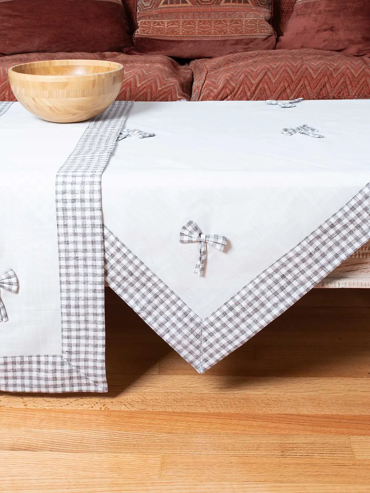 καρέ (90cm x 90cm) bow ivory/γκρι