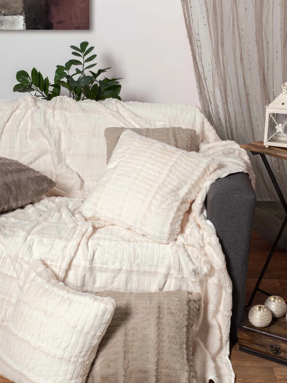 ΜΑΞΙΛΑΡΟΘΗΚΗ  stripe (45cm x 45cm) ivory