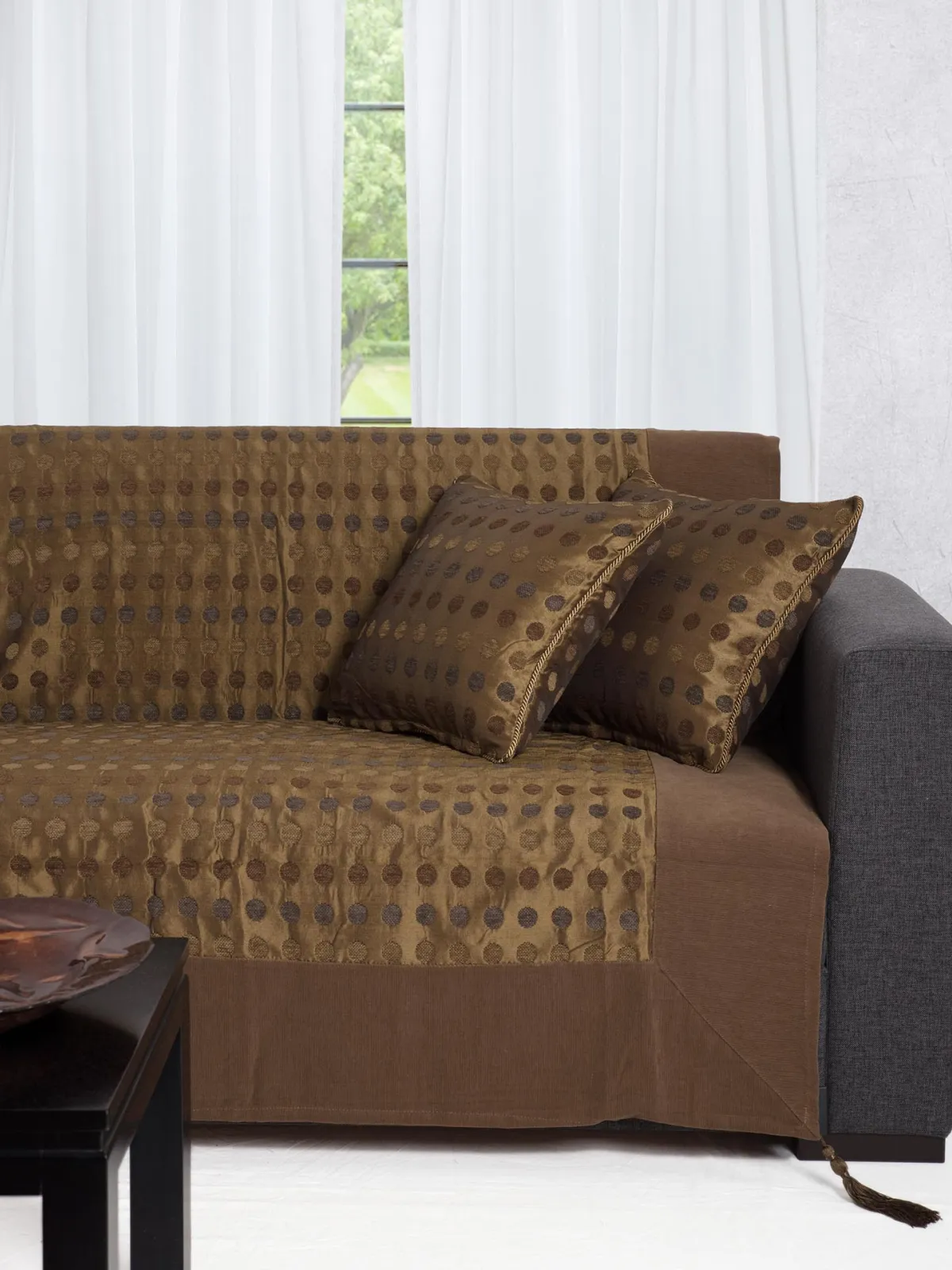 ΡΙΧΤΑΡΙΑ 602 πουά (180cm x 180cm / 180cm x 250cm / 180cm x 300cm) λαδί