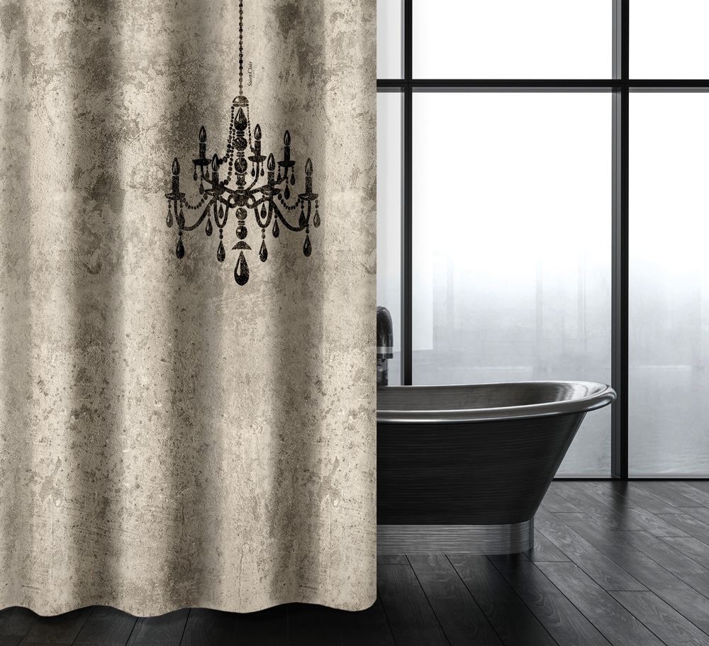 Κουρτίνα Μπάνιου Abstract Des 116 Natural με Κρίκους 