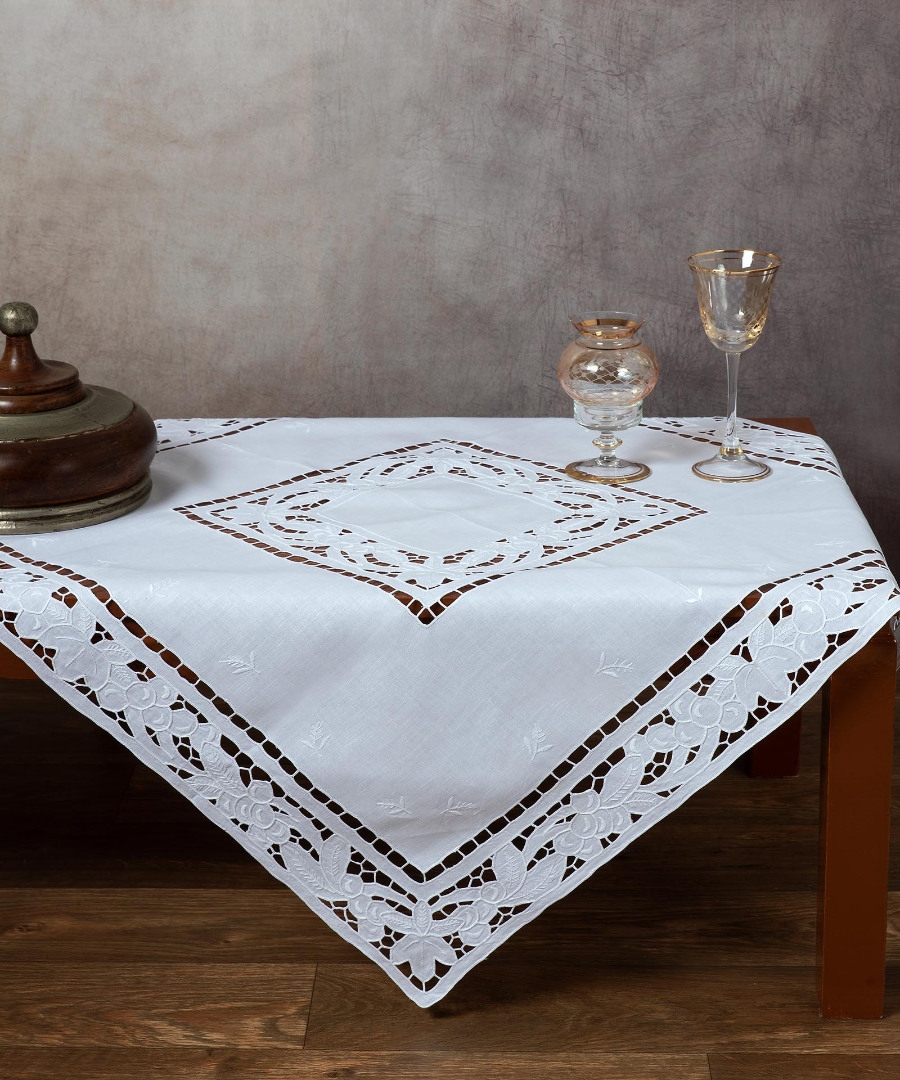 Χειροποίητο κοφτό σετ 3 τεμαχίων 2154 (40cm x 110cm/30cm x 30cm x 2) λευκό