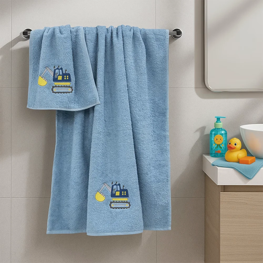 LINO Σετ Πετσέτες Παιδικές 2 τμχ (50x90,70x140) Trattore Μπλε
