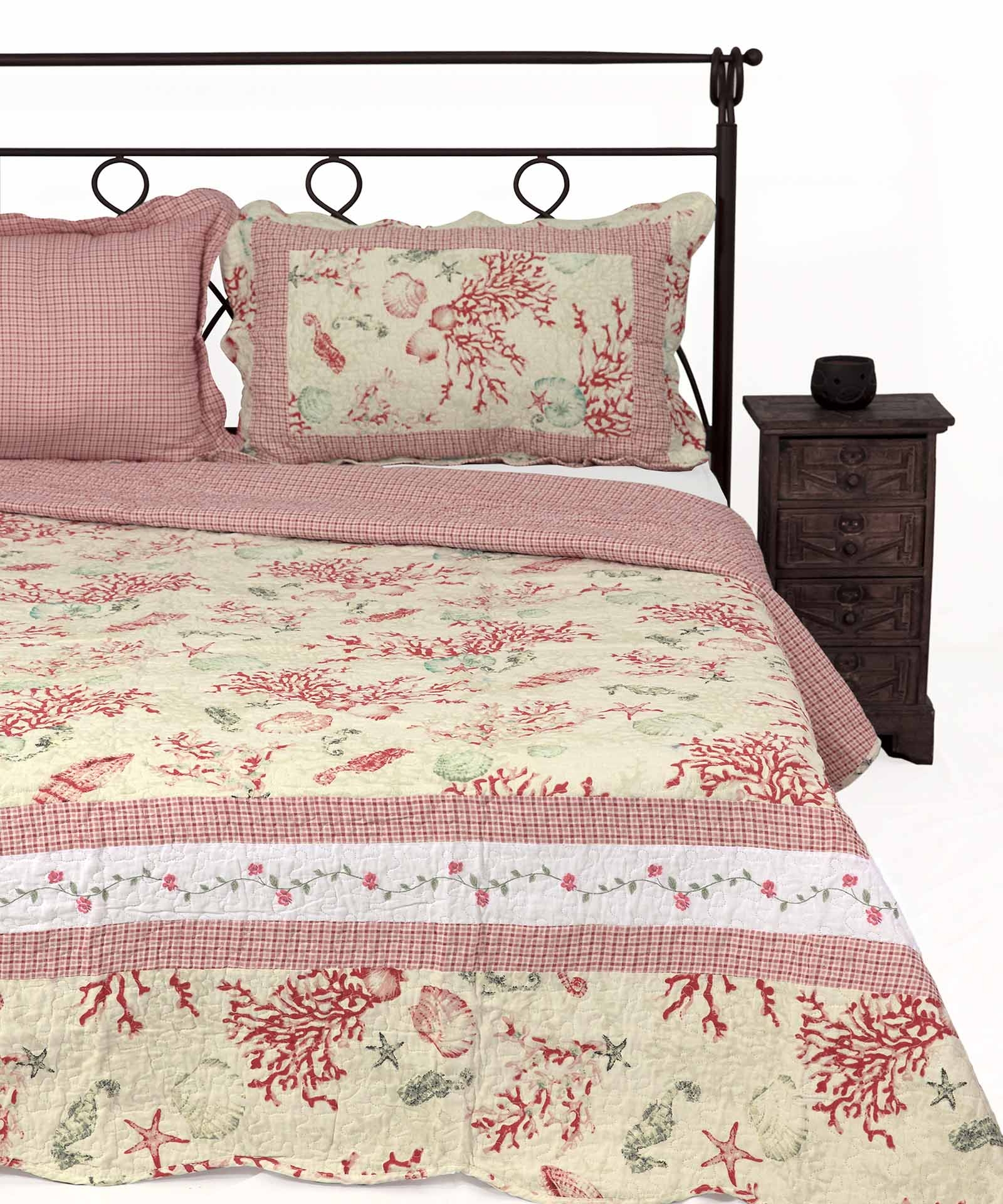 ΚΟΥΒΕΡΛΙ σετ (220cm x 240cm + 2 x 50cm x 70cm) 1017 ρόζ