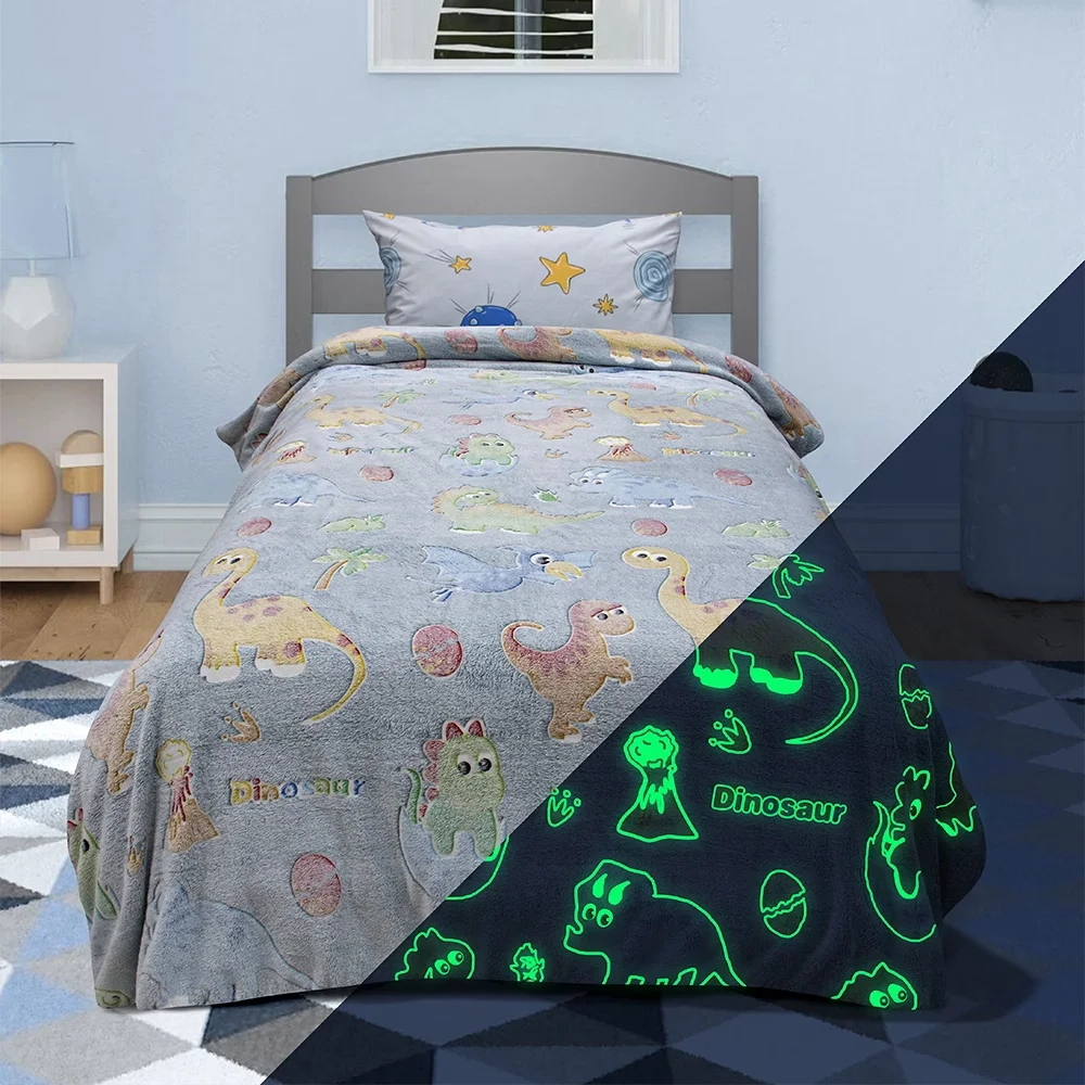 LINO ΚΟΥΒΕΡΤΑ FLEECE ΦΩΣΦΟΡΙΖΕ VOLCANO GREY-CIEL 160X220