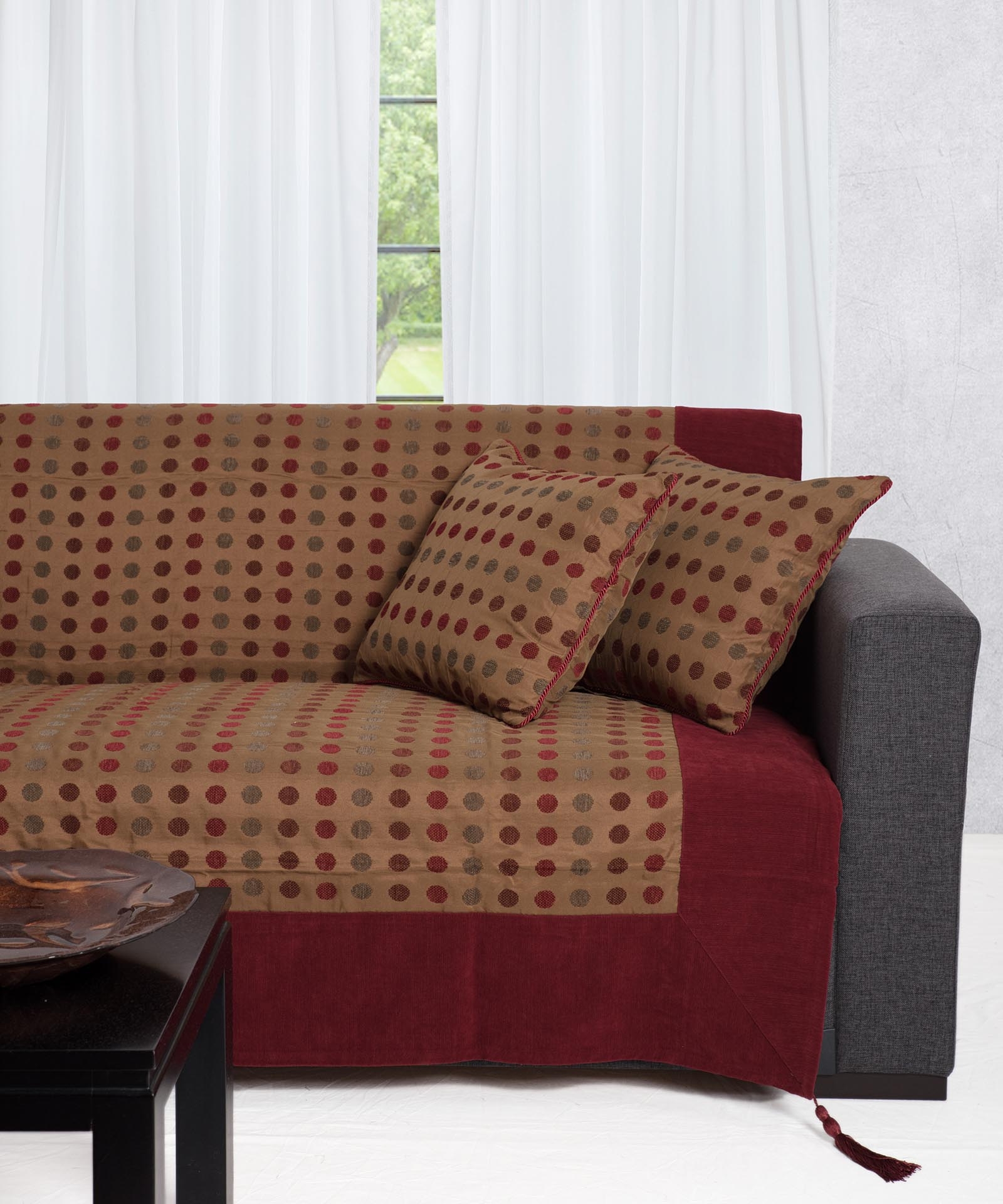 ΡΙΧΤΑΡΙΑ 602 πουά (180cm x 180cm / 180cm x 250cm / 180cm x 300cm) μπορντώ