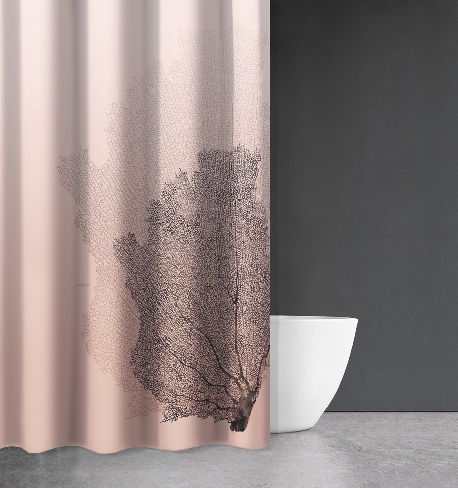 Κουρτίνα Μπάνιου Seawater Des 621 Old Pink με Κρίκους 