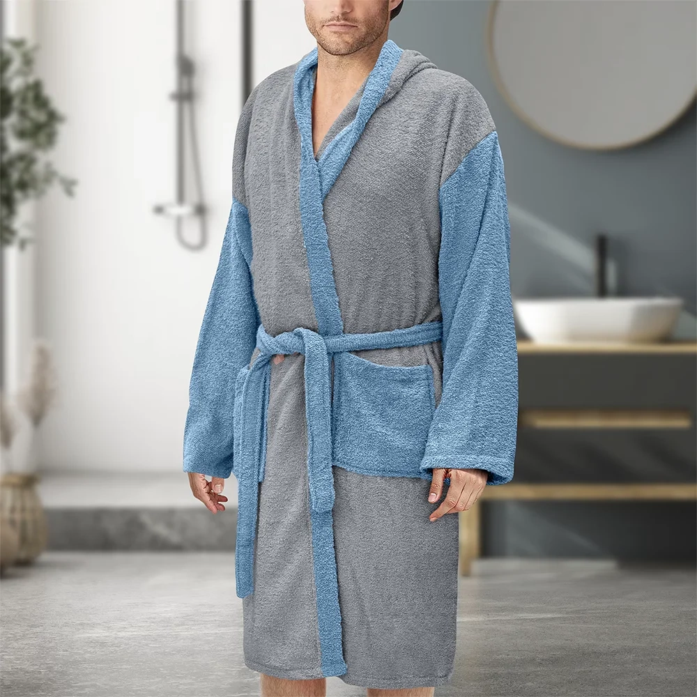 LINO Μπουρνούζι με κουκούλα Large Revel Γκρι