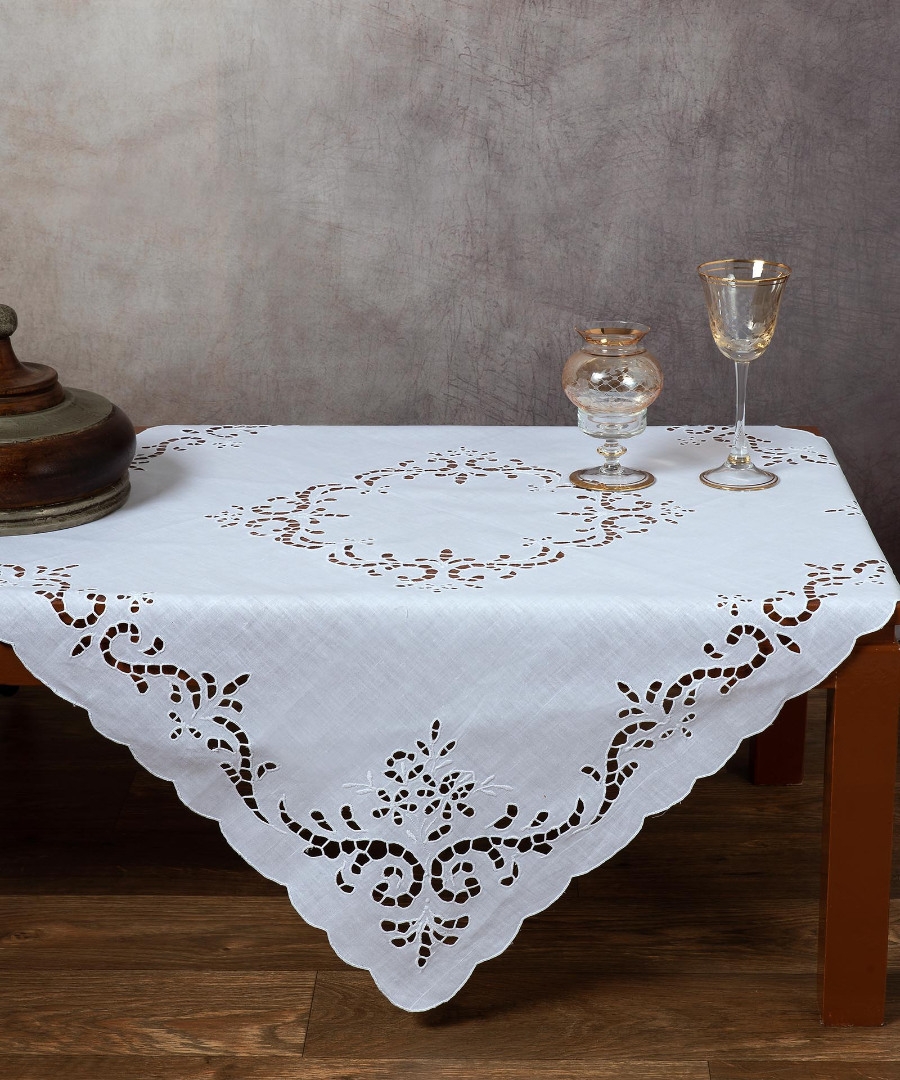 Χειροποίητο κοφτό καρέ ng542 (90cm x 90cm) λευκό