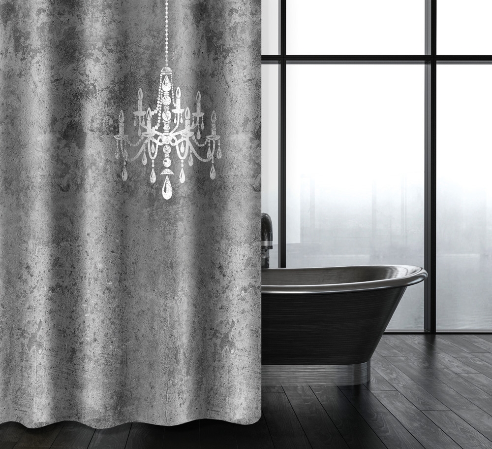 Κουρτίνα Μπάνιου Abstract Des 116 Anthracite με Κρίκους 