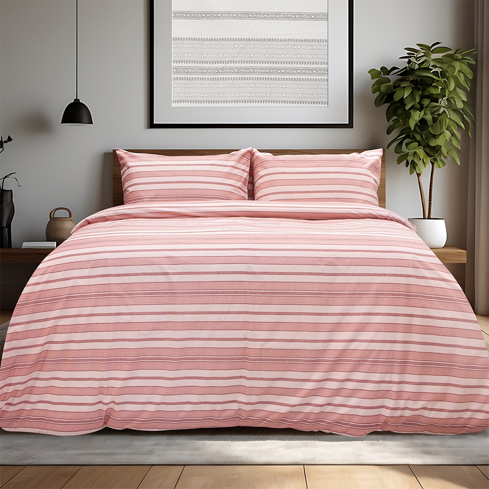 LINO Σετ Σεντόνια Υπέρδιπλα με Λάστιχο (165x200+32) Carril Ροζ