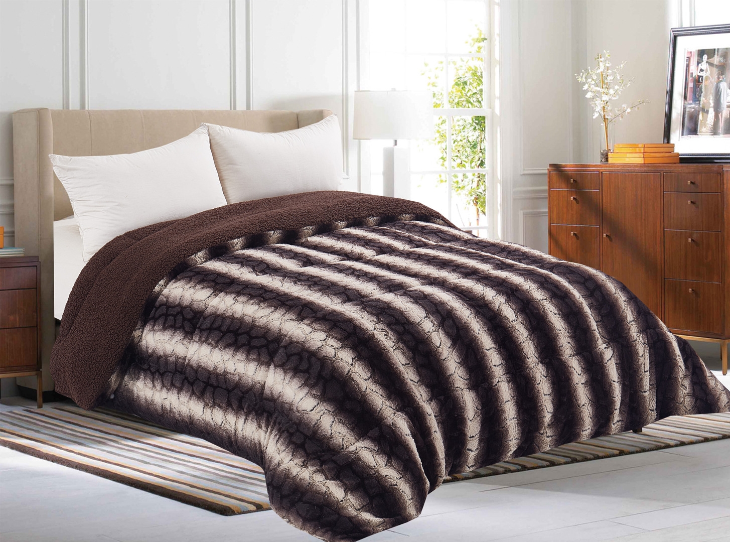 Κουβερτοπάπλωμα animal (220cm x 240cm) σκούρο καφέ