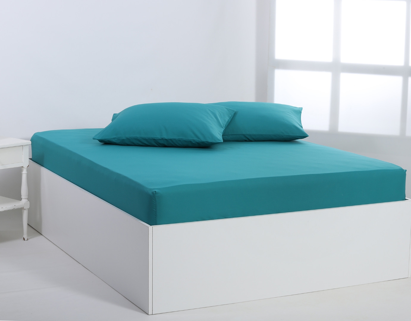 Βαμβακερό σεντόνι essentials (125cm x 200cm + 35cm) teal blue