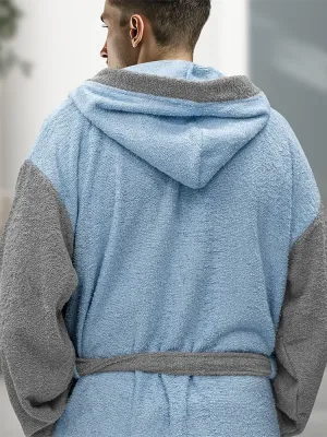 LINO Μπουρνούζι με κουκούλα Medium Revel Γαλάζιο