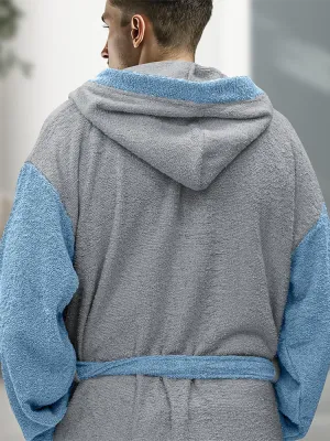 LINO Μπουρνούζι με κουκούλα Large Revel Γκρι