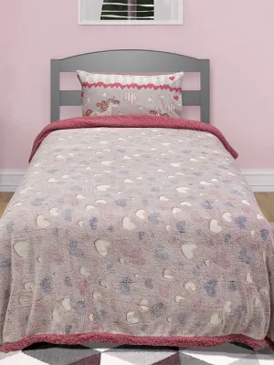 LINO ΚΟΥΒΕΡΤΑ FLEECE SHERPA ΦΩΣΦΟΡΙΖΕ HERZ PINK 160X220