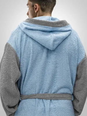 LINO Μπουρνούζι με κουκούλα Medium Revel Γαλάζιο