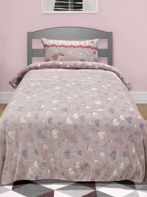 LINO ΚΟΥΒΕΡΤΑ FLEECE ΦΩΣΦΟΡΙΖΕ HERZ PINK 160X220