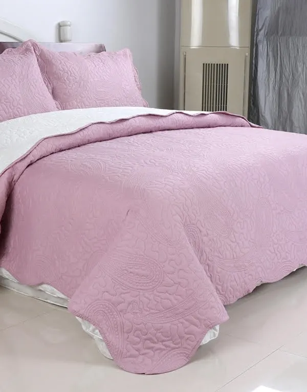 Προϊόν ΚΟΥΒΕΡΛΙ σετ (220cm x 240cm + 2 x 50cm x 70cm) λαχούρι PINK & CREAM Εικόνα