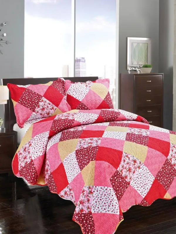 Προϊόν ΚΟΥΒΕΡΛΙ σετ (220cm x 240cm + 2 x 50cm x 70cm) ΚΟΚΚΙΝΟ ΚΑΡΡΩ Εικόνα