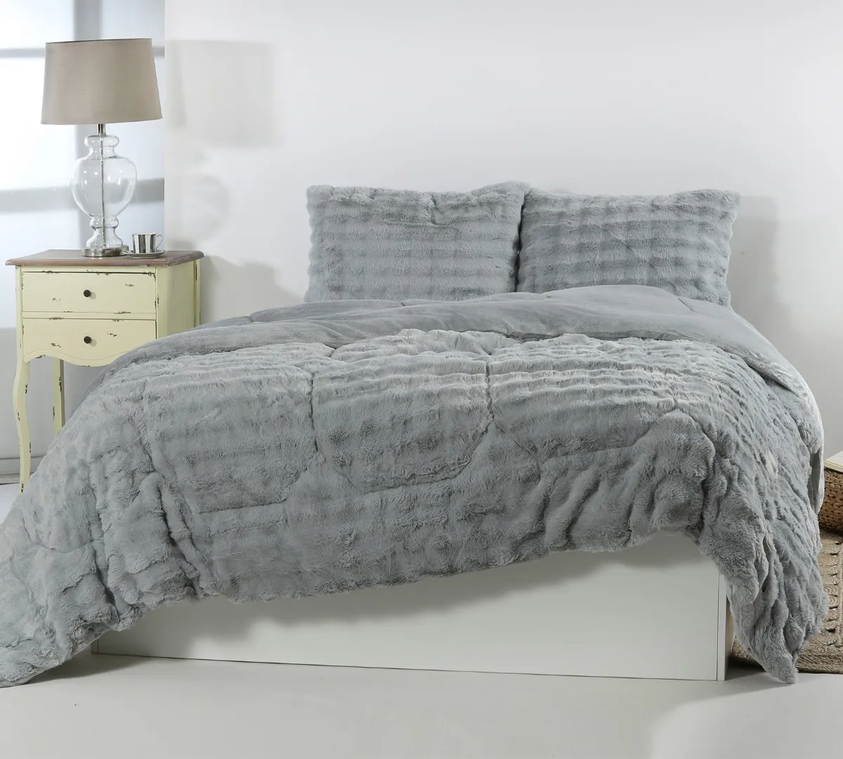 Κουβερτοπάπλωμα burble (220cm x 240cm +2 x 50cm x 70cm) γκρί