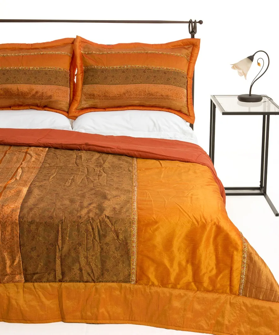 ΚΟΥΒΕΡΛΙ σετ( 220cm x 240cm + 2 x 50cm x 70cm) TAJ MAHAL πορτοκαλί