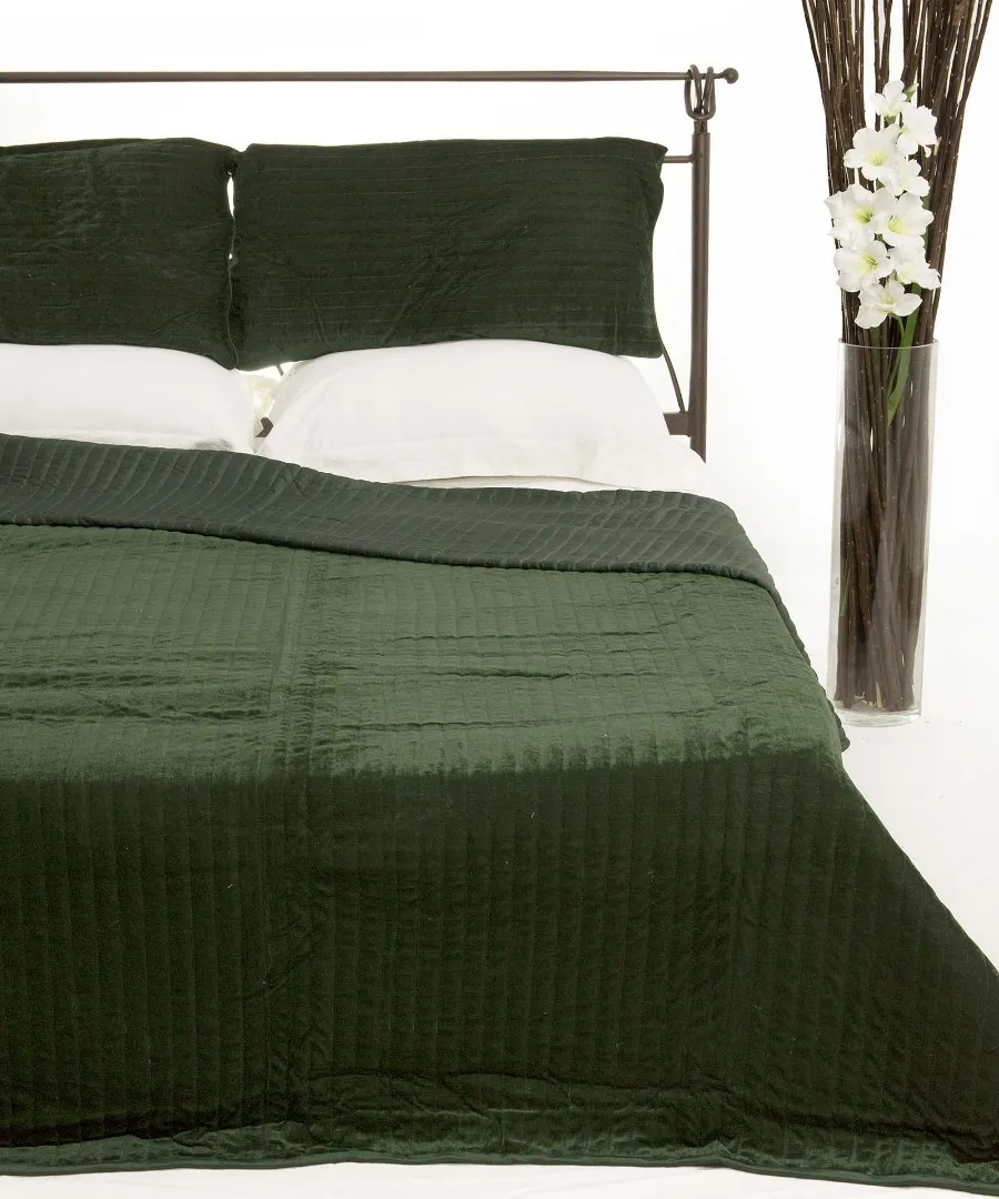 ΚΟΥΒΕΡΛΙ σετ (220cm x 240cm + 2 x 50cm x 70cm  VELVET πράσινο