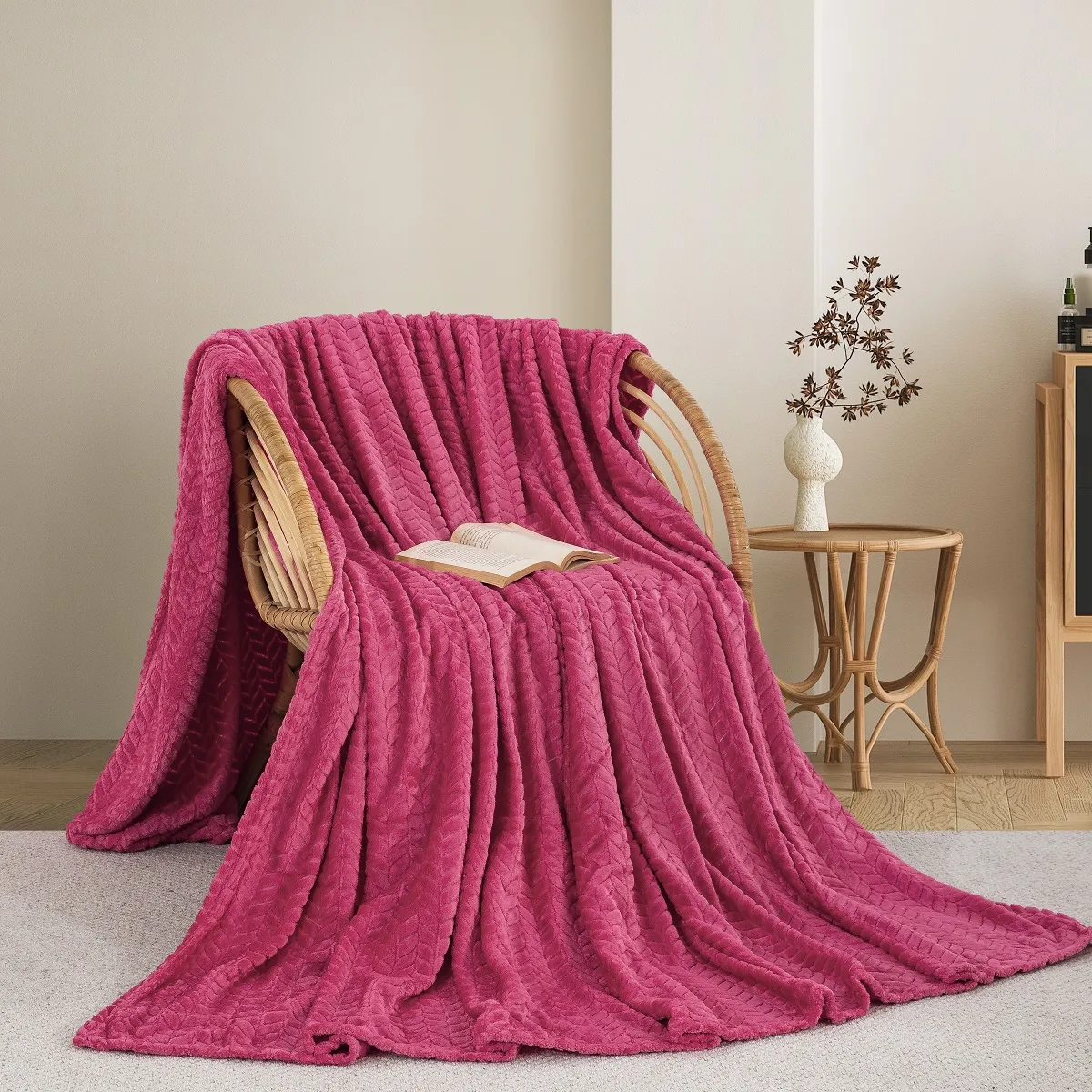 ΚΟΥΒΕΡΤΑ  FLEECE ΗΜΙΔΙΠΛΟ 180X240 ADAM HOME (550) FUCHSIA  (21)