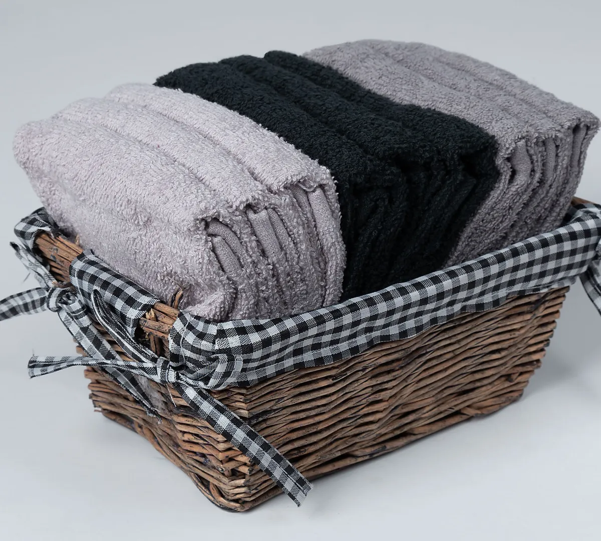 Σετ λαβέτες σε καλάθι 9 τεμάχια (30cm x 30cm) γκρί