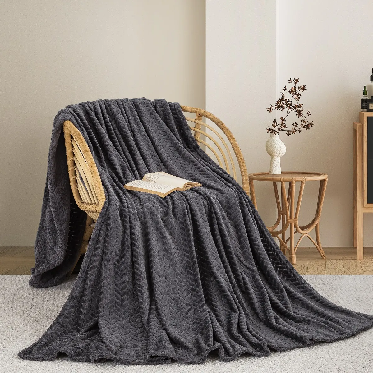ΚΟΥΒΕΡΤΑ  FLEECE ΗΜΙΔΙΠΛΟ 180X240 ADAM HOME (550)  DARK GREY(70)