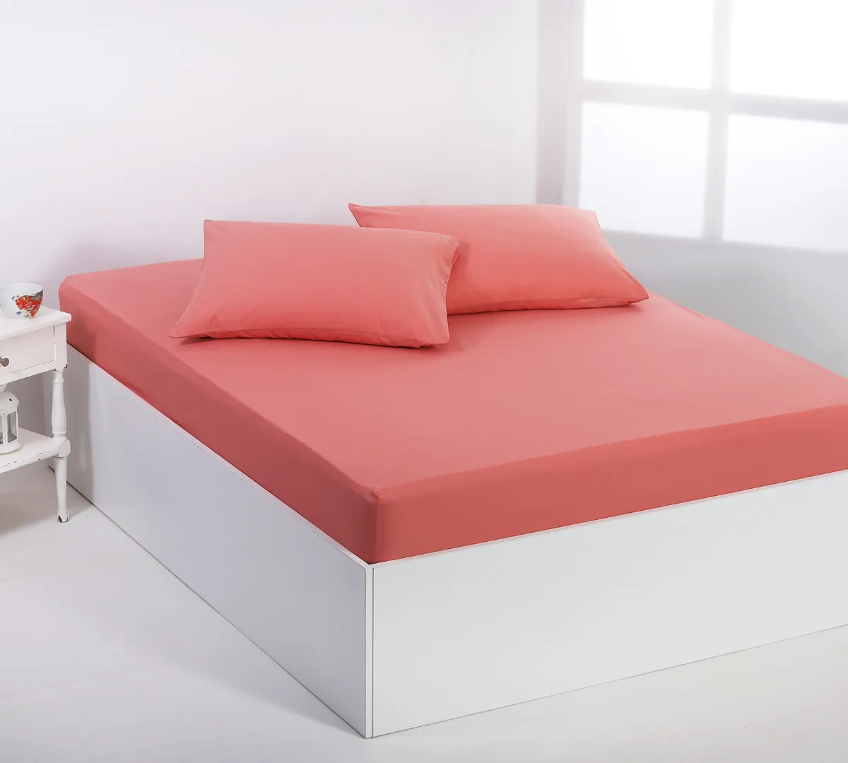 Βαμβακερό σεντόνι essentials (105cm x 200cm + 35cm) coral almond