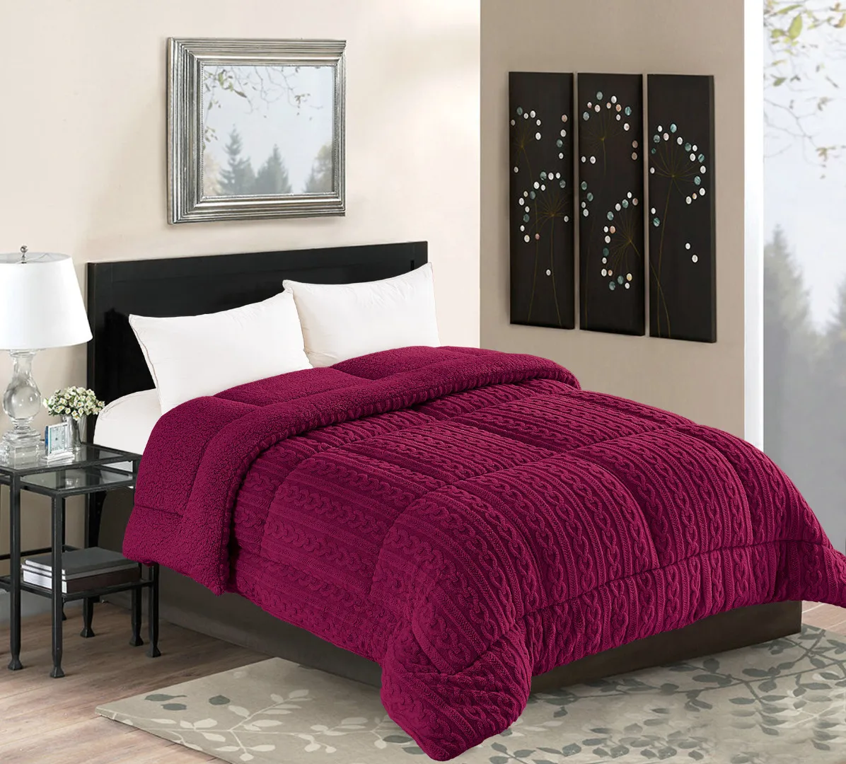 Κουβερτοπάπλωμα braid (220cm x 240cm) μπορντώ