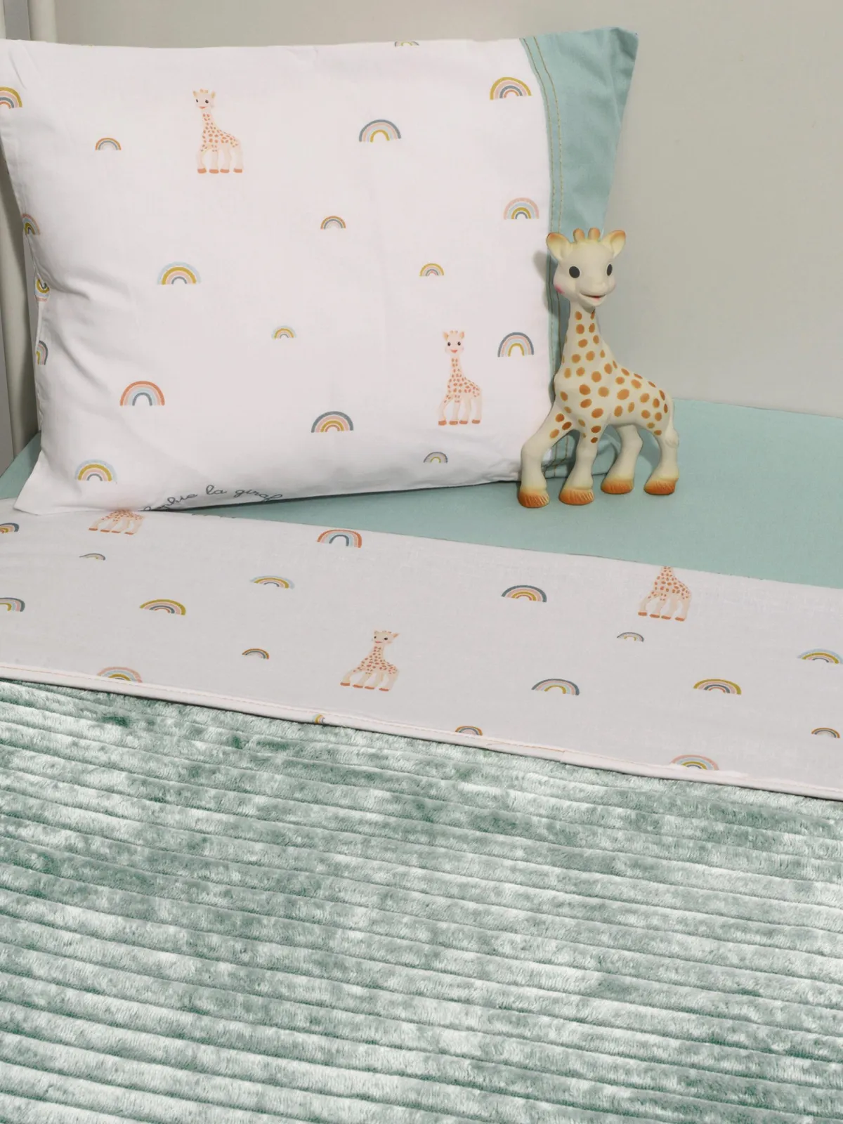 Minky ΝEW Κοτλέ Κουβέρτα Λίκνου Διπλής Όψης 75x95 Des.503 SOPHIE LA GIRAFE