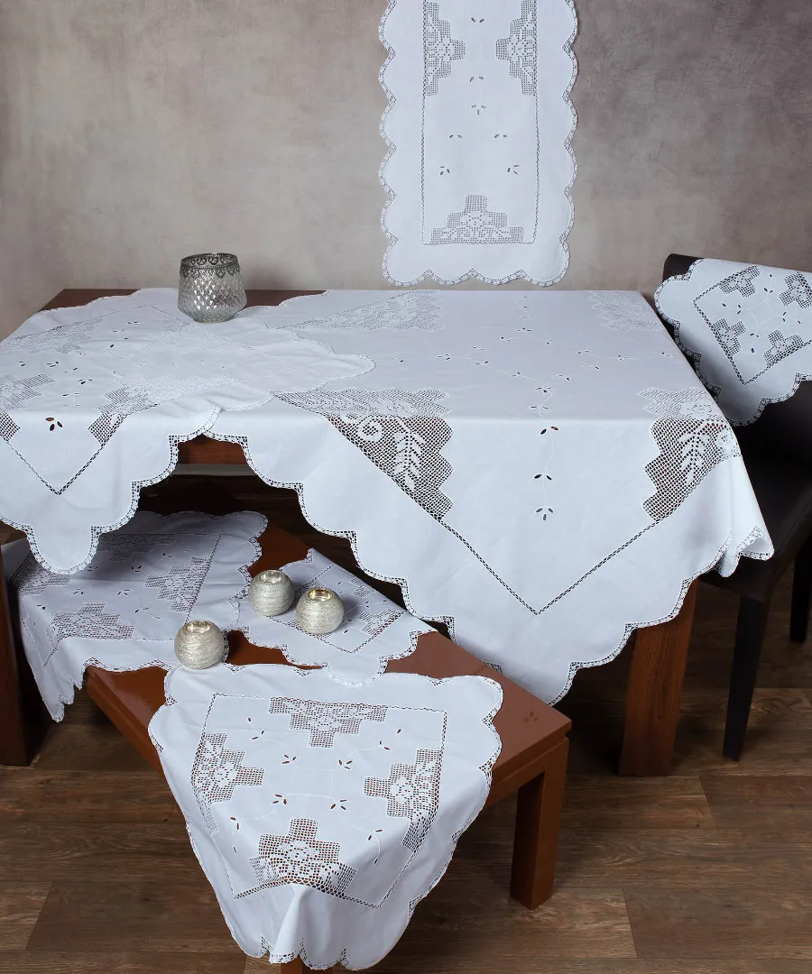 Πλεκτό με ύφασμα σετ 7 τεμαχίων 2315 (140cm x 140cm/90cm x 90cm/50cm x 150cm/60cm x 60cm x 2/40cm x 40cm x 2) λευκό