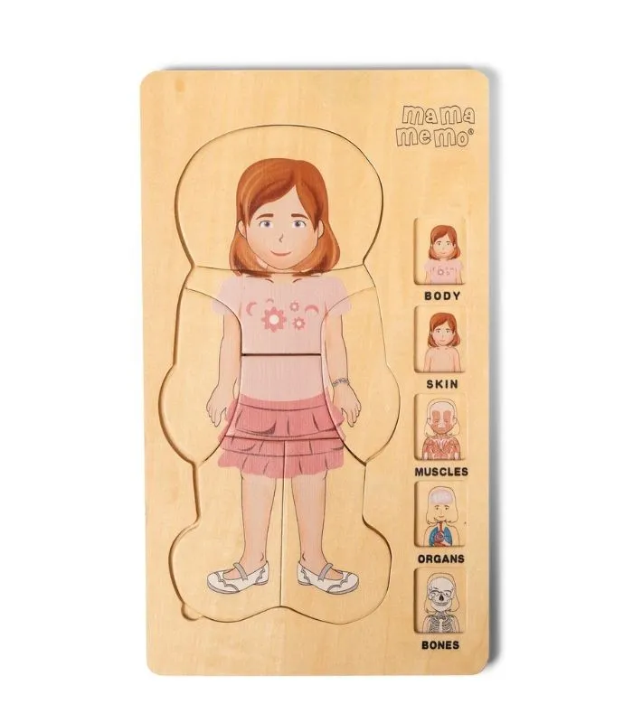 Ξύλινο Παζλ Το Σώμα Μου - Κορίτσι Mama Memo