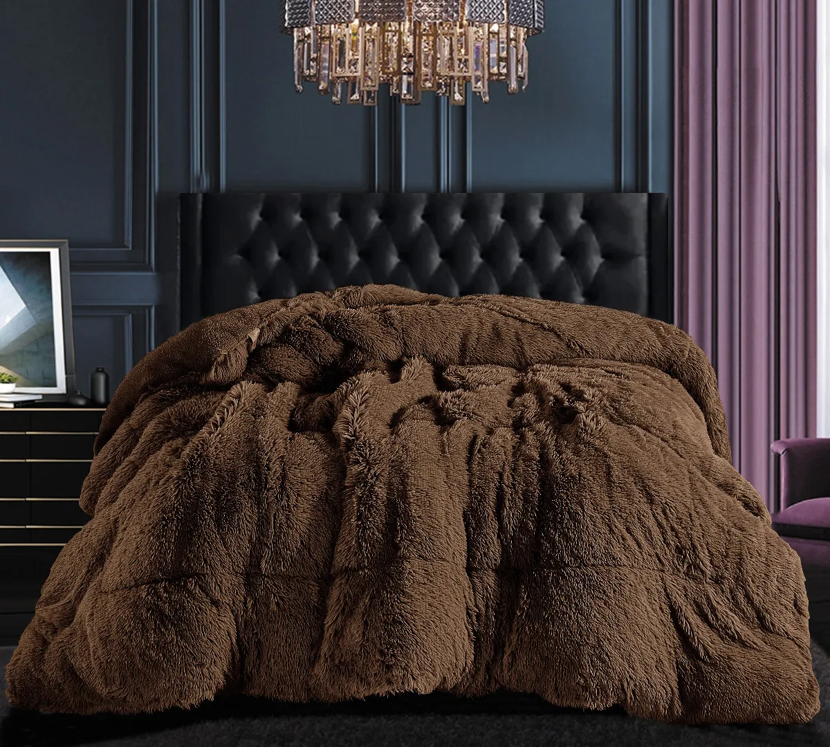 Κουβερτοπάπλωμα μαλλιαρό (170cm x 220cm) coffee