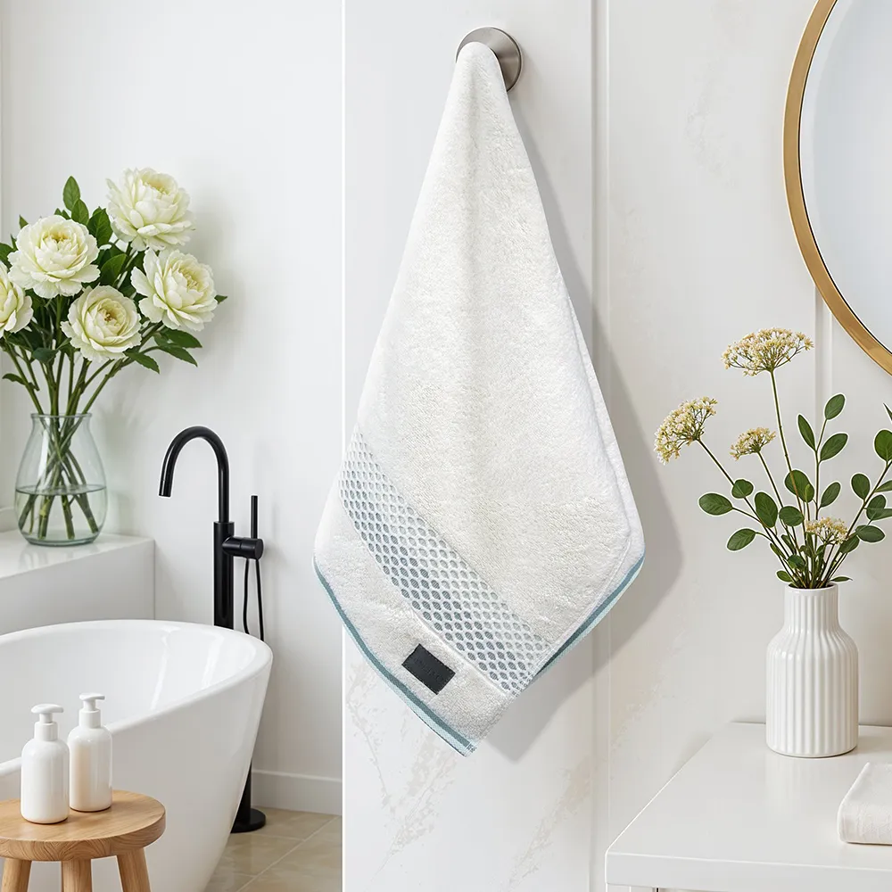 LINO Πετσέτα Προσώπου (50x90) Igalo Λευκό/Μέντα