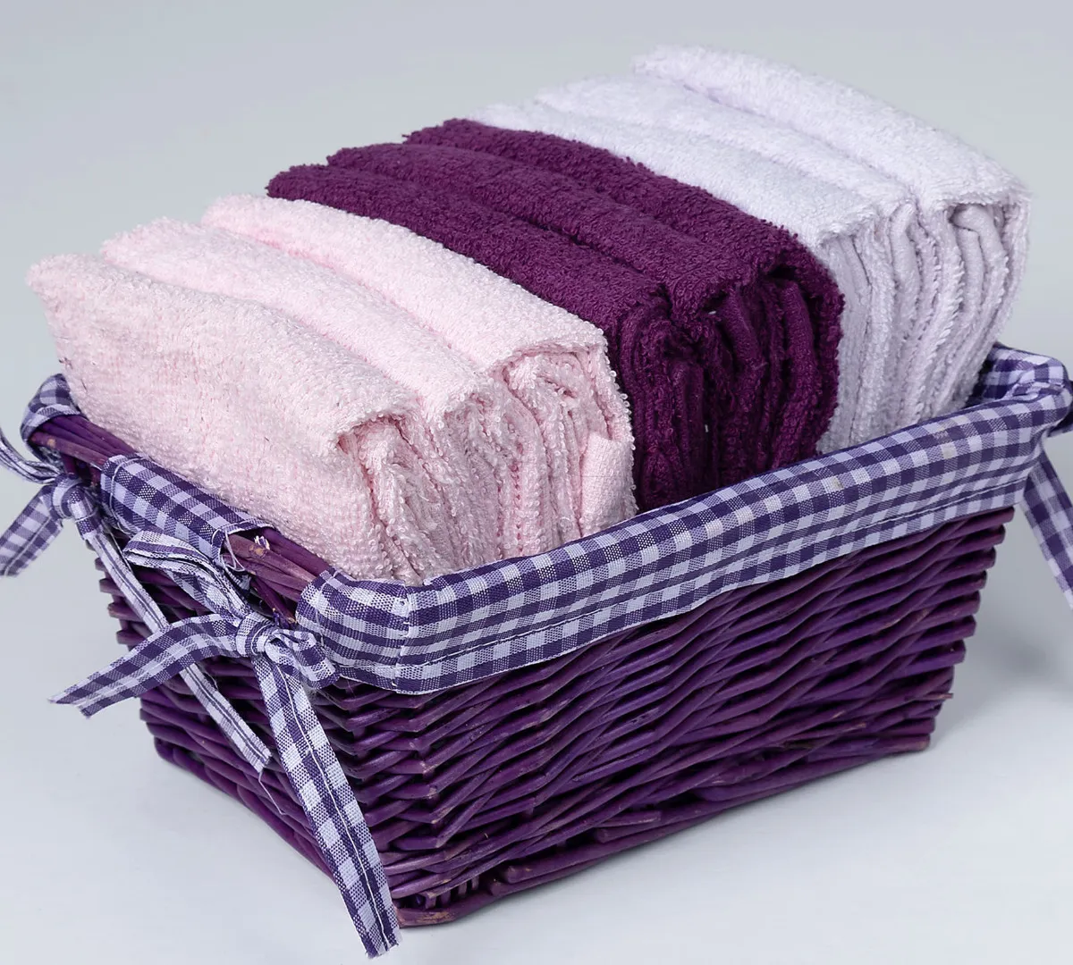 Σετ λαβέτες σε καλάθι 9 τεμάχια (30cm x 30cm) μώβ