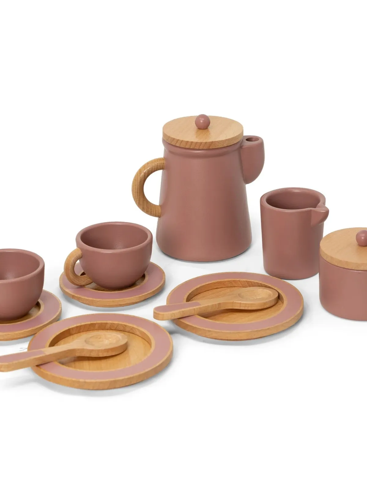 Ξύλινο Σερβίτσιο Τσαγιού Ροζ - Mama Memo