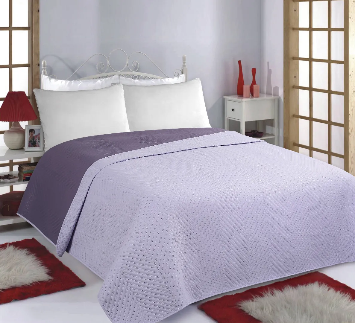ΚΟΥΒΕΡΛΙ σετ (220cm x 240cm) BONES lila/purple
