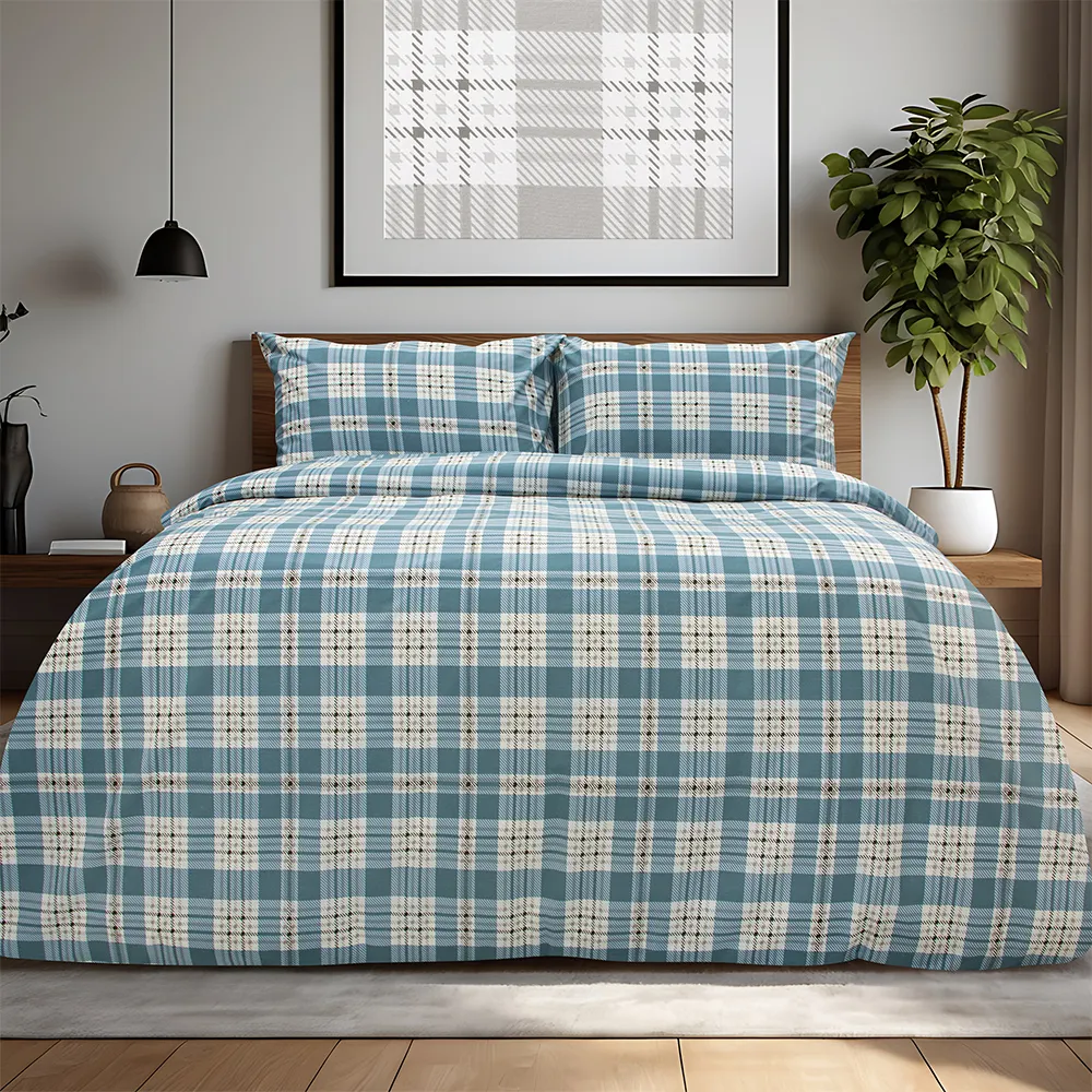 LINO Σετ Σεντόνια Με Λάστιχο (105x200+32) Panier Μπλε