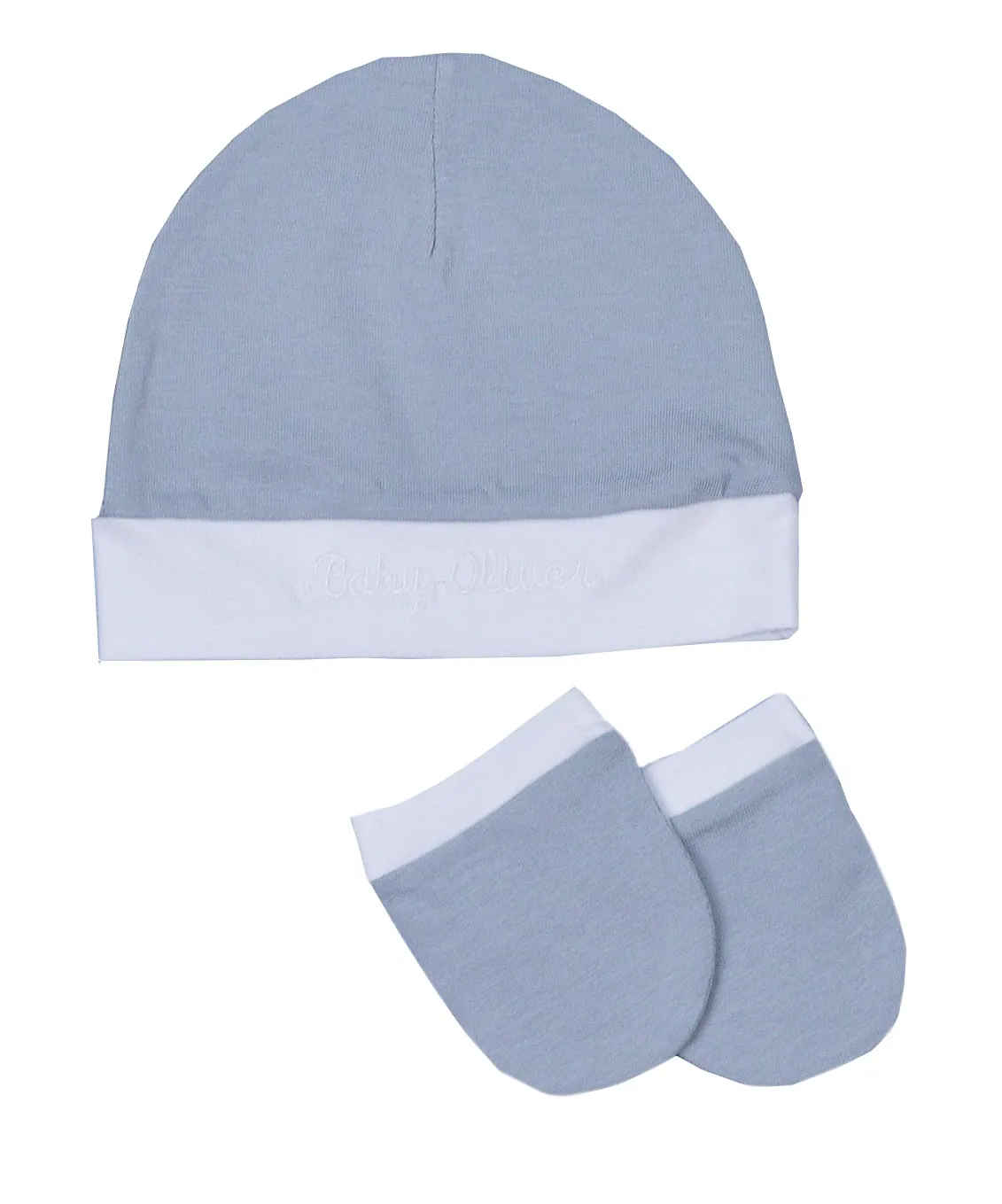 Σετ Σκουφάκι & 2 Γαντάκια Γκρι Ανοιχτό-Λευκό-Ύφασμα Ζέρσεϋ